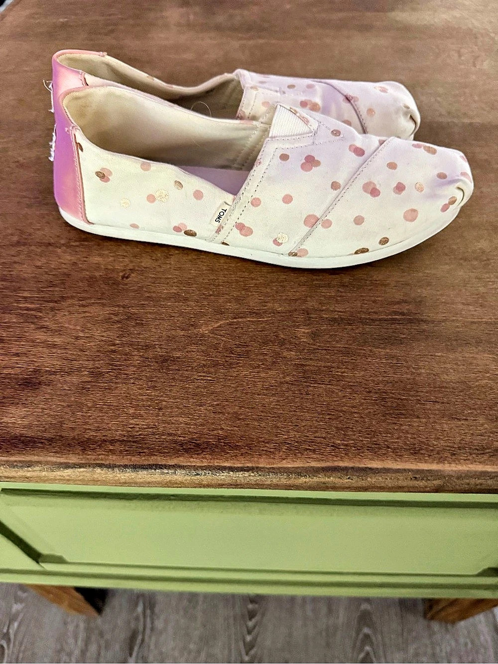 TOMS Alpargata Classic Drizzle Grey/Rose Gold Foil Polka Dot Polka Dot Slip-On - Picture 5 of 5